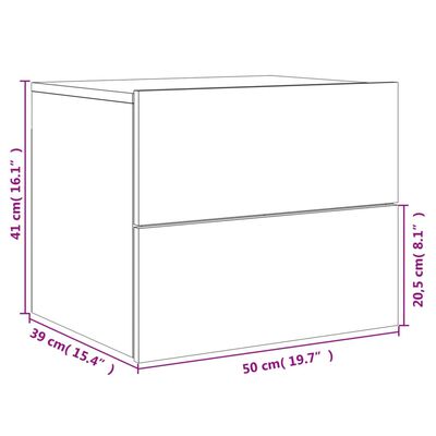 vidaXL Wand-Nachttisch mit LED-Leuchten Räuchereiche