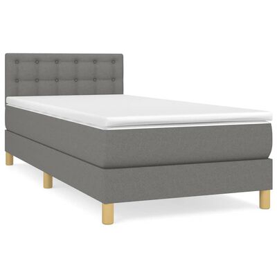 vidaXL Boxspringbett mit Matratze Dunkelgrau 90x190 cm Stoff