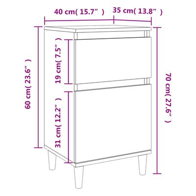 vidaXL Nachttische 2 Stk. Schwarz 40x35x70 cm