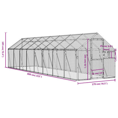 vidaXL Voliere Anthrazit 1,79x8x1,85 m Aluminium