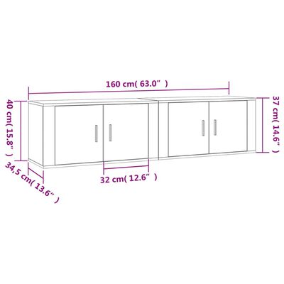 vidaXL TV-Wandschränke 2 Stk. Weiß 80x34,5x40 cm