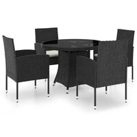 vidaXL 5-tlg. Garten-Essgruppe Poly Rattan Schwarz