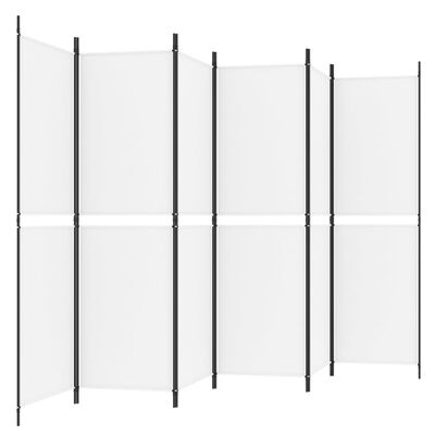 vidaXL 6-tlg. Paravent Weiß 300x180 cm Stoff