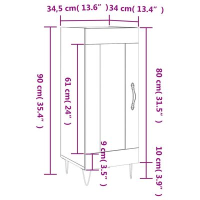 vidaXL Sideboard Grau Sonoma 34,5x34x90 cm Holzwerkstoff