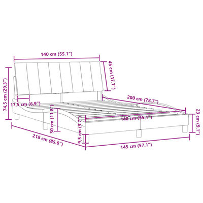 vidaXL Bettgestell mit Kopfteil Blau 140x200 cm Samt