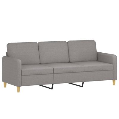 vidaXL 3-Sitzer-Sofa mit Hocker Hellgrau 180 cm Stoff