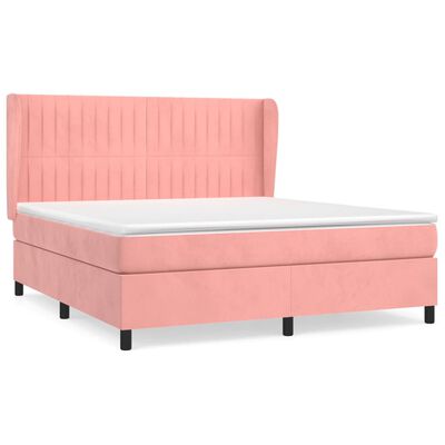 vidaXL Boxspringbett mit Matratze Rosa 160x200 cm Samt