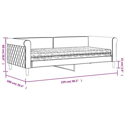 vidaXL Tagesbett mit Matratze Dunkelgrau 90x200 cm Samt