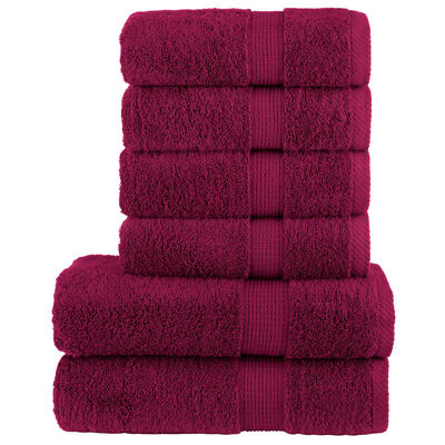 vidaXL 6 tlg. Premium-Handtuch-Set SOLUND Bordeaux 600 g/m²