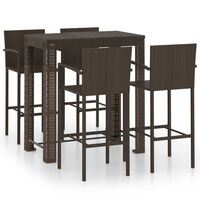 vidaXL 5-tlg. Garten-Bar-Set mit Armlehnen Poly Rattan Braun