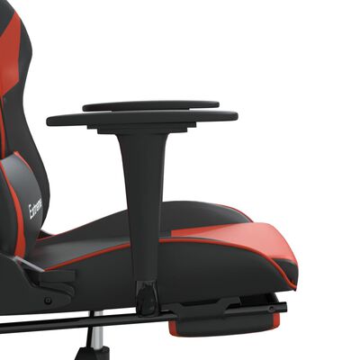 vidaXL Gaming-Stuhl mit Massage & Fußstütze Schwarz & Rot Kunstleder