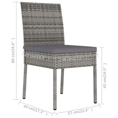 vidaXL 7-tlg. Garten-Essgruppe Poly Rattan Grau