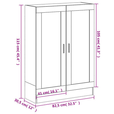 vidaXL Bücherschrank Grau Sonoma 82,5x30,5x115 cm Holzwerkstoff