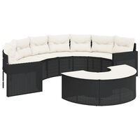 vidaXL 2-tlg. Garten-Sofagarnitur Halbrund Schwarz Poly-Rattan