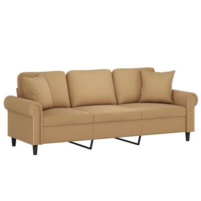 vidaXL 3-Sitzer-Sofa mit Zierkissen Braun 180 cm Samt