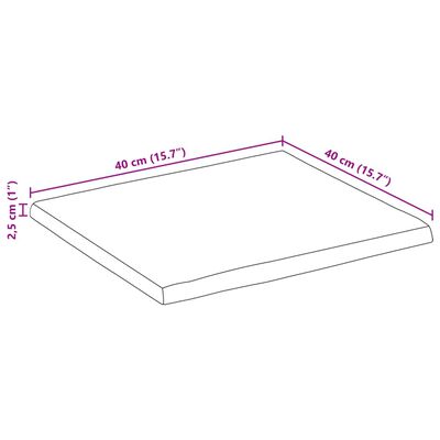 vidaXL Tischplatte mit Baumkante 40x40x2,5 cm Raues Mango Massivholz