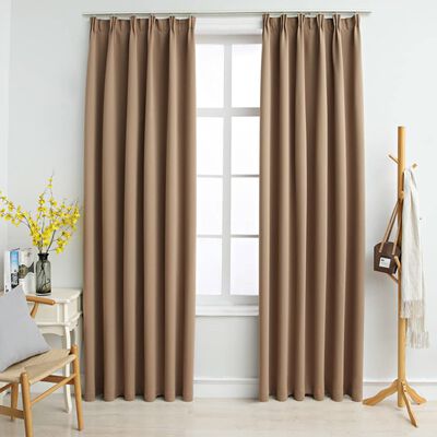 vidaXL Verdunkelungsvorhänge mit Haken 2 Stk. Taupe 140x175cm