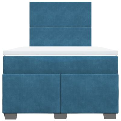 vidaXL Boxspringbett mit Matratze Blau 120x190 cm Samt