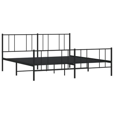 vidaXL Metallbett ohne Matratze mit Fußteil Schwarz 180x200 cm