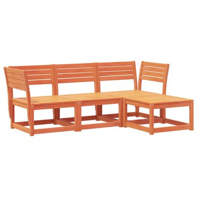 vidaXL 4-tlg. Garten-Lounge-Set Wachsbraun Massivholz Kiefer