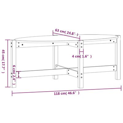 vidaXL Couchtisch Honigbraun 118x63x45 cm Massivholz Kiefer