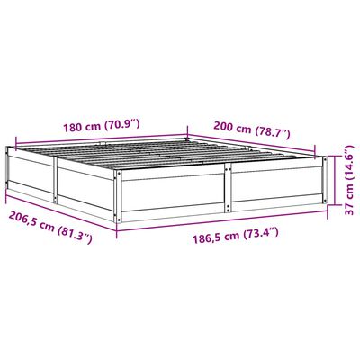 vidaXL Massivholzbett ohne Matratze 180x200 Kiefernholz