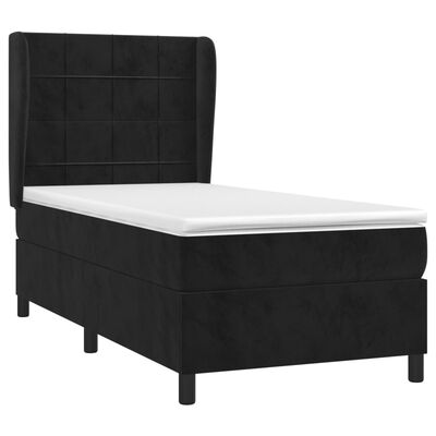 vidaXL Boxspringbett mit Matratze Schwarz 90x200 cm Samt