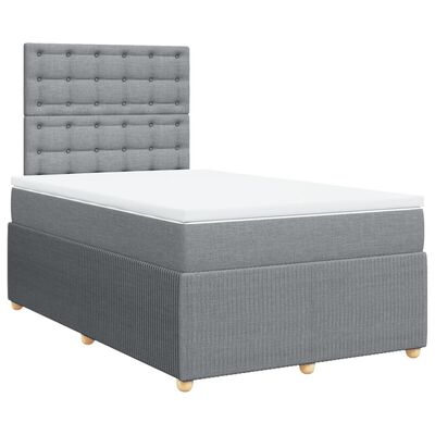 vidaXL Boxspringbett mit Matratze Hellgrau 120x190 cm Stoff