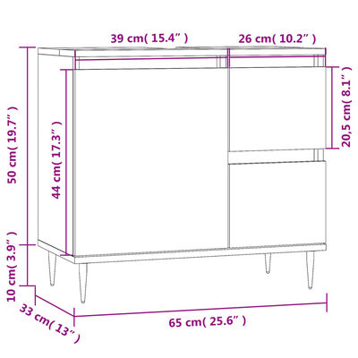 vidaXL Badschrank Schwarz 65x33x60 cm Holzwerkstoff