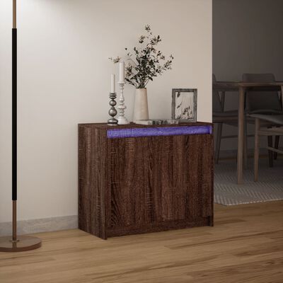 vidaXL LED-Sideboard Braun Eichen-Optik 72x34x61 cm Holzwerkstoff