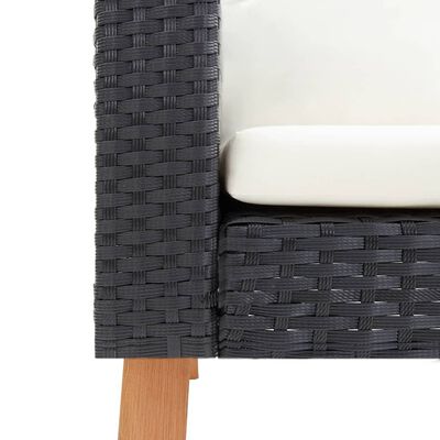 vidaXL 2-tlg. Garten-Lounge-Set mit Kissen Poly Rattan Schwarz