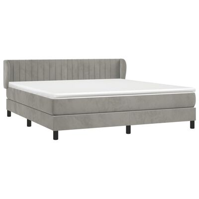 vidaXL Boxspringbett mit Matratze Hellgrau 180x200 cm Samt