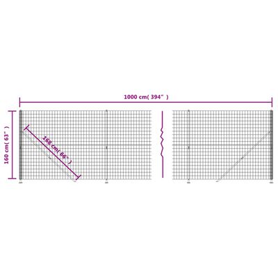 vidaXL Maschendrahtzaun mit Bodenflansch Anthrazit 1,6x10 m