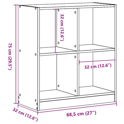 vidaXL Bücherregal Betongrau 68,5x32x75 cm Holzwerkstoff