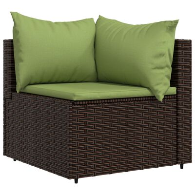 vidaXL 3-tlg. Garten-Lounge-Set mit Kissen Braun Poly Rattan