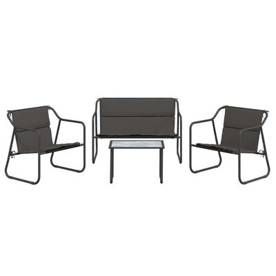 vidaXL 4-tlg. Garten-Lounge-Set mit Kissen Anthrazit Stahl