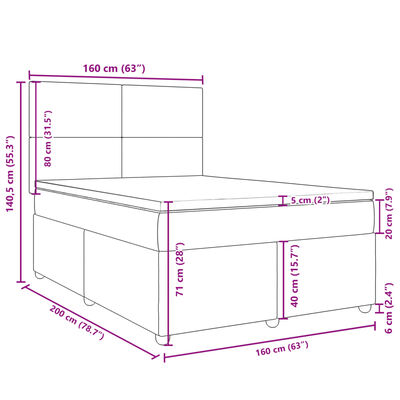 vidaXL Boxspringbett mit Matratze Creme 160x200 cm Stoff