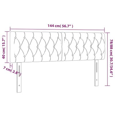 vidaXL LED Kopfteil Hellgrau 144x7x78/88 cm Stoff