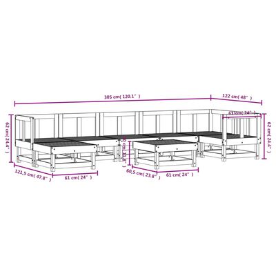 vidaXL 8-tlg. Garten-Lounge-Set Grau Massivholz Kiefer