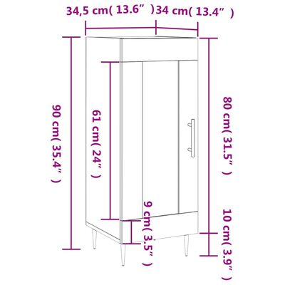 vidaXL Sideboard Grau Sonoma 34,5x34x90 cm Holzwerkstoff