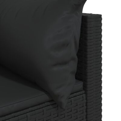 vidaXL Garten-Ecksofa mit Kissen Schwarz Poly Rattan