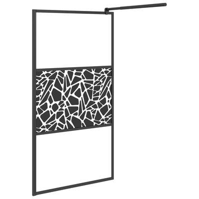 vidaXL Duschwand für Walk-In Dusche 100x195cm ESG Steindesign Schwarz