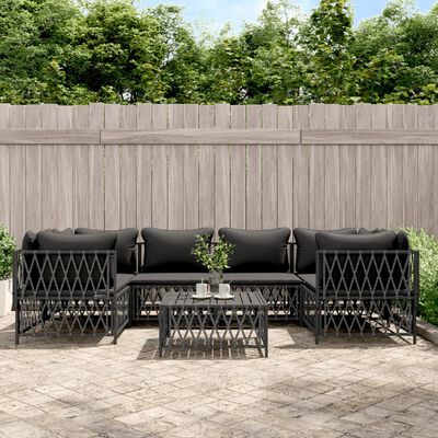 vidaXL 7-tlg. Garten-Lounge-Set mit Kissen Anthrazit Stahl