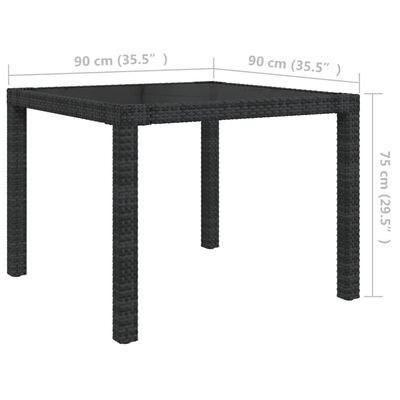 vidaXL 3-tlg. Garten-Essgruppe mit Auflagen Poly Rattan Schwarz