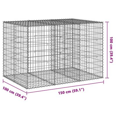 vidaXL Gabione mit Deckel 150x100x100 cm Verzinktes Eisen