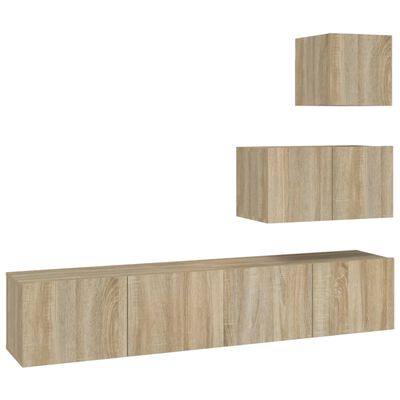 vidaXL 4-tlg. TV-Schrank-Set Sonoma-Eiche Holzwerkstoff