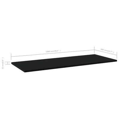 vidaXL Bücherregal-Bretter 4 Stk. Schwarz 100x40x1,5 cm Holzwerkstoff