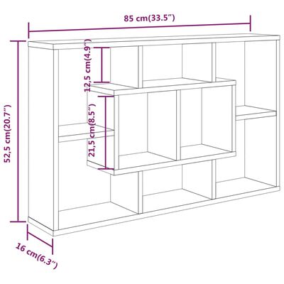 vidaXL Wandregal Hochglanz-Weiß 85x16x52,5 cm Holzwerkstoff