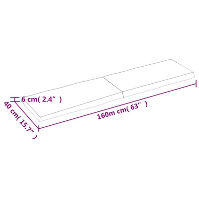 vidaXL Tischplatte 160x40x(2-6) cm Massivholz Behandelt Baumkante