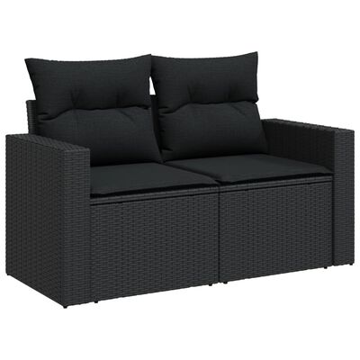 vidaXL 13-tlg. Garten-Sofagarnitur mit Kissen Schwarz Poly Rattan